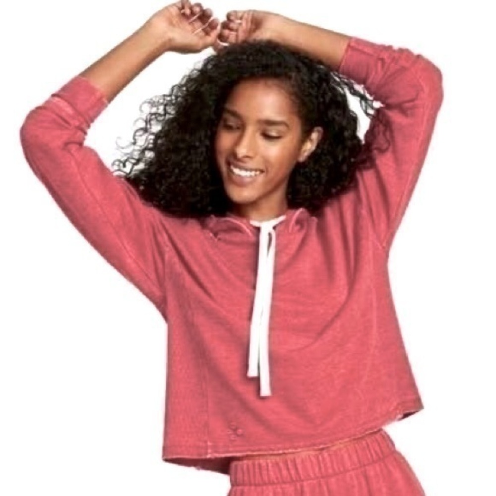 Colsie Hoodie Washed Red Crop Style Size XS